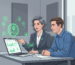 Illustration of SEO expert discussing local search improvements with business owner