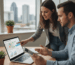 Local SEO professional consulting with business owner on optimization dashboard