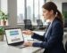 Digital marketing consultant in office pointing to laptop screen with highlighted SEO FAQ sections showing service evaluation mismatch