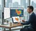 Professional local SEO consultant optimizing Google Business Profile dashboard and reviewing citations on dual monitors