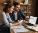 Small business owner and SEO consultant reviewing local search tools on laptop