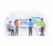 Illustration depicting local SEO professionals collaborating with business owners on optimization strategies