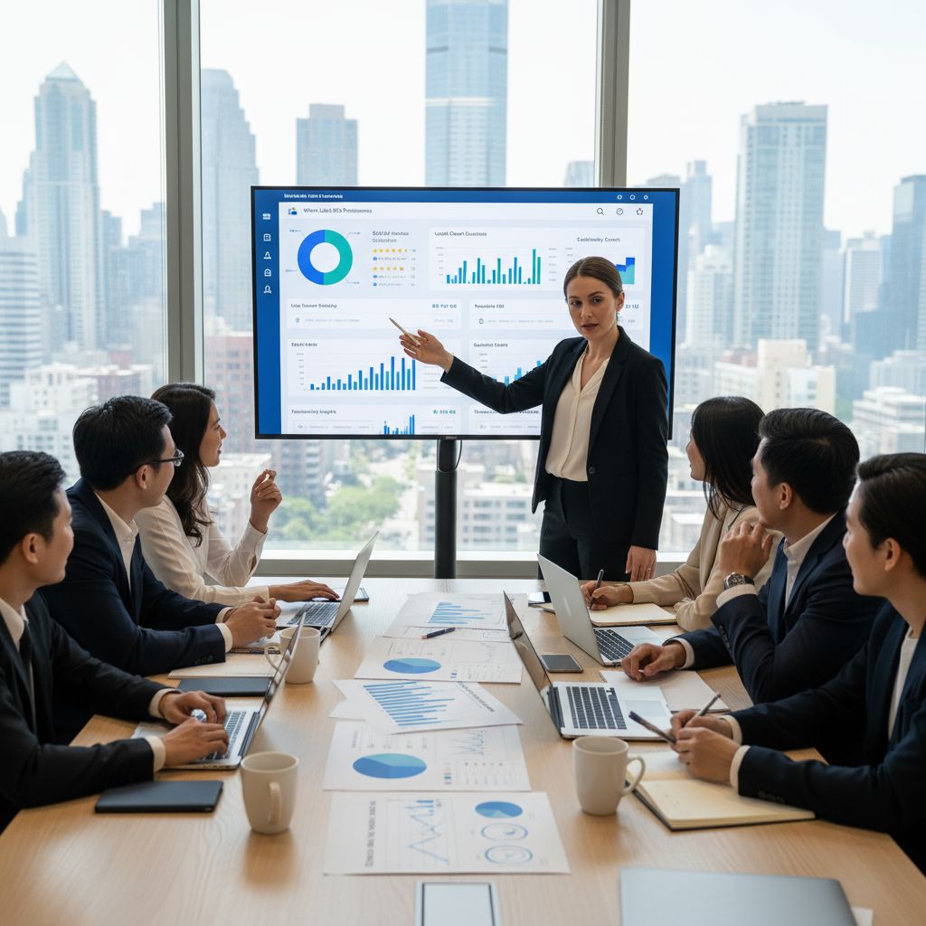 Diverse digital marketing team collaborating on white label SEO in modern office