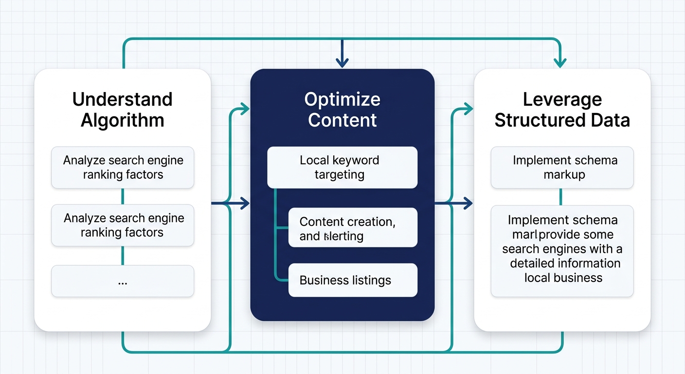 Horizontal diagram with three rounded rectangles showing steps to get cited in AI Overviews